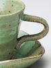 Soho Kiln Coffee Cup, Hiwa Nagashi Ripple Pattern, Cup and Saucer, Green, Cup Approx. 9 X 7.3cm (Approx. 200ml), Saucer Approx. 14 X 3cm,