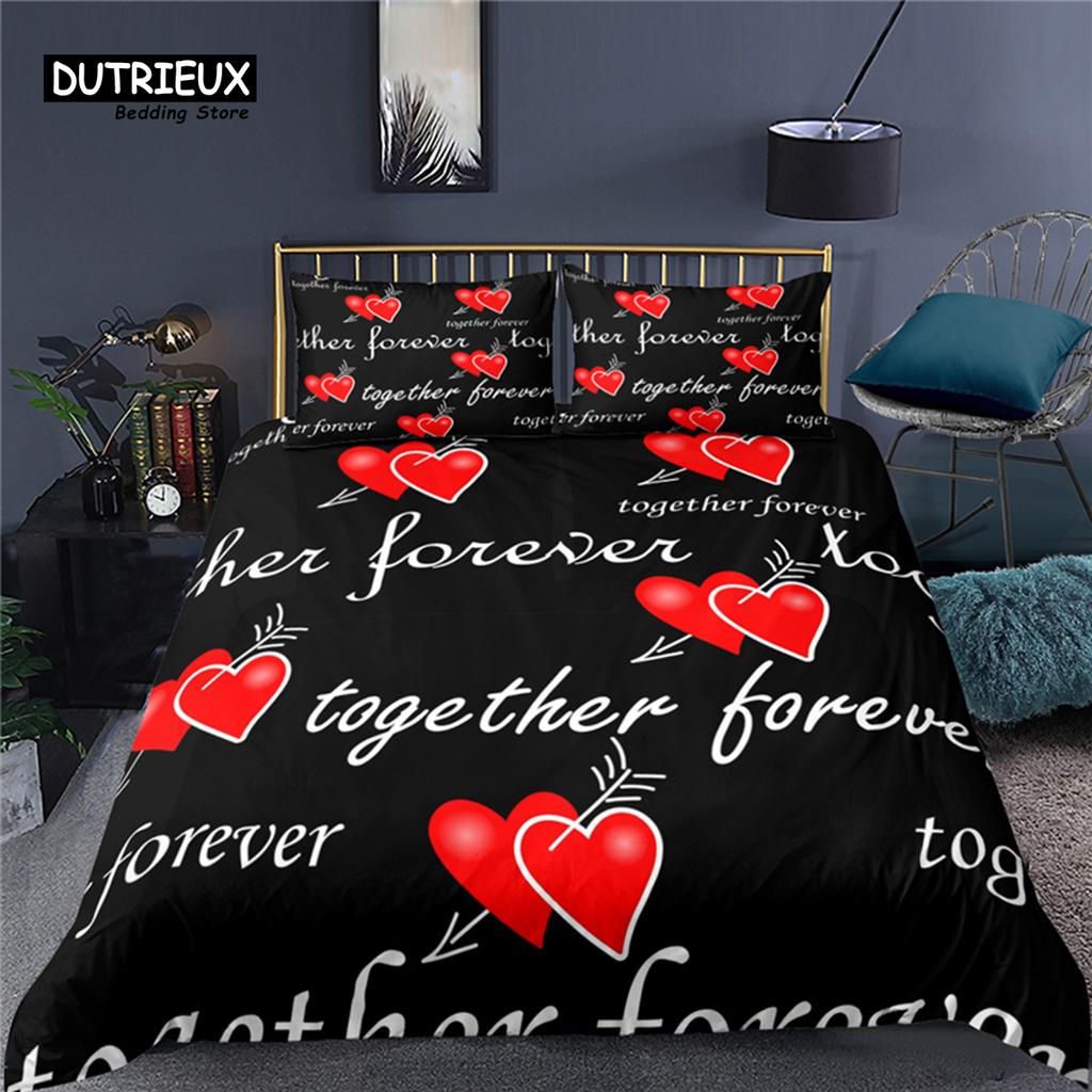 Luxury 3D Heart Love Print Home Living Comfortable Duvet Cover Pillowcase Couple Bedding Set Queen and King EU/US/AU/UK Size