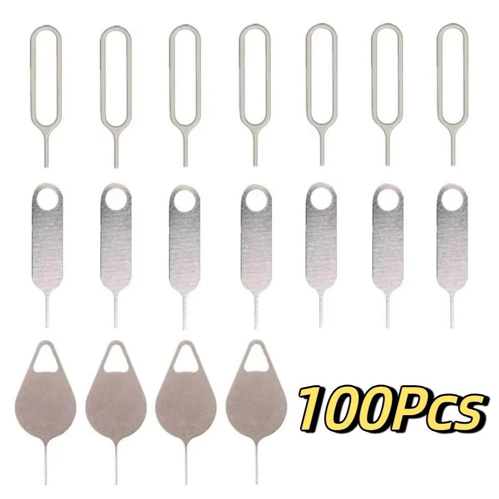 100Pcs Portable SIM Card Tray Ejector Pin Stainless Steel Ejecting Removal Needle Phone Key Tool