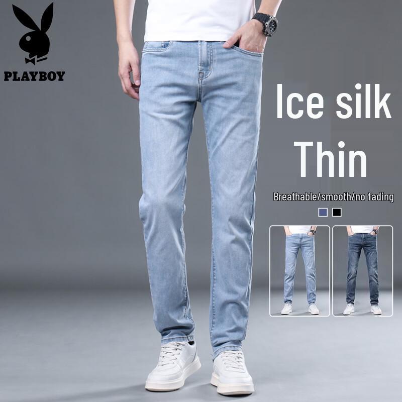 PLAYBOY Men s Summer Loose Straight Stretch Jeans 29