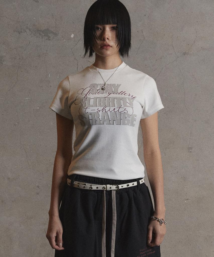 Garter Gallery 3S Script Crop T-Shirts_White
