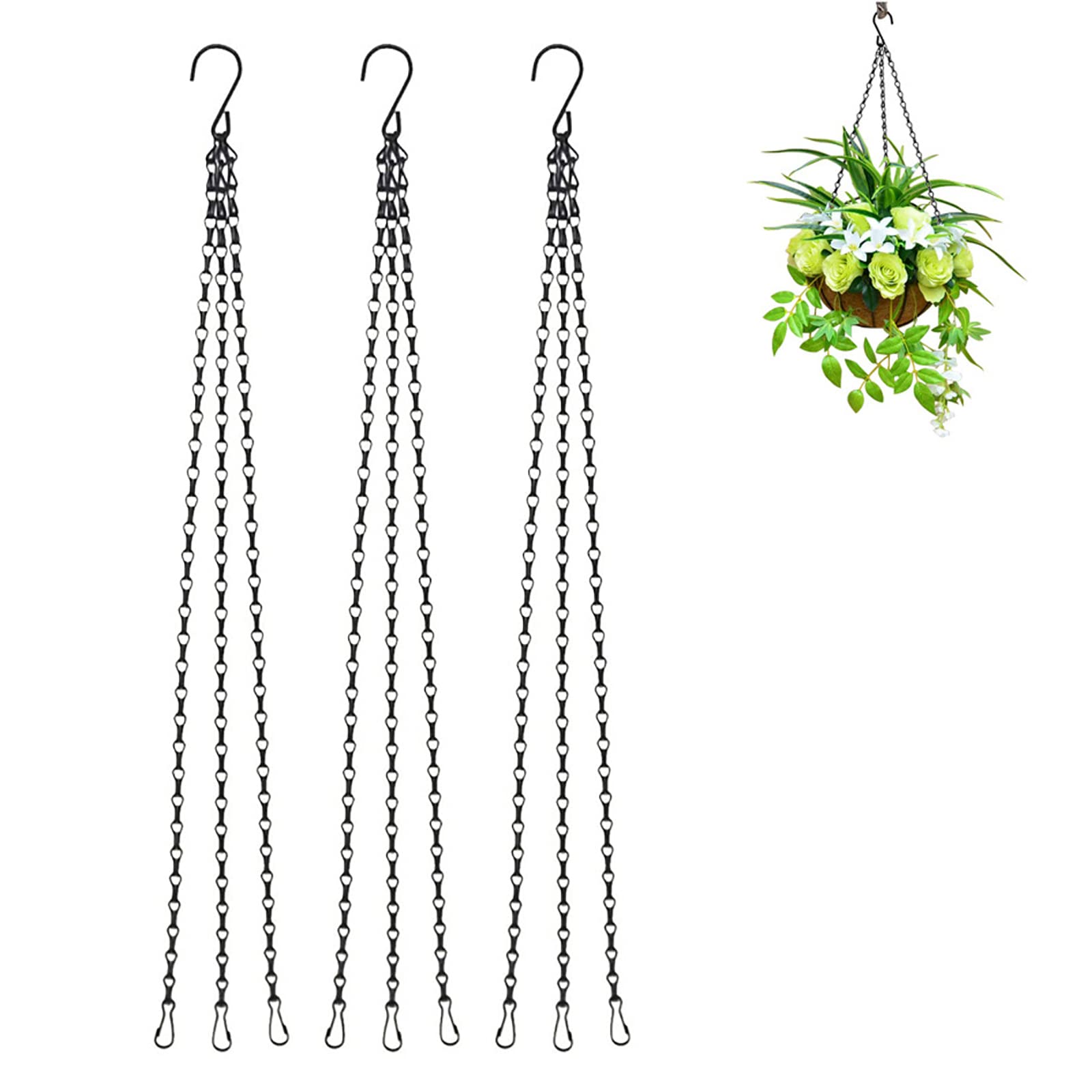 WUDQIJI Set of 3 Hanging Planter Hanging Basket Chain, Plant Hanger, Hanging Pot with