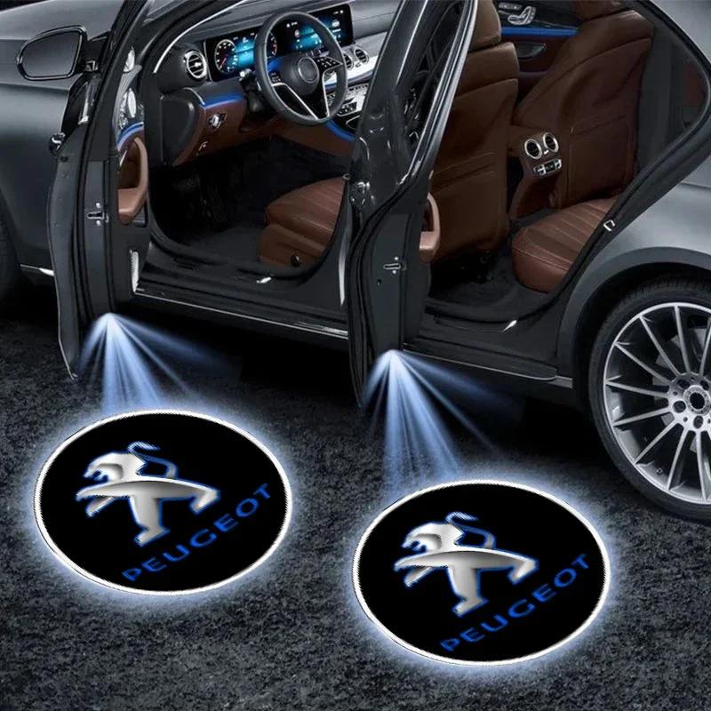 

2026 Hot Car Sticker Car Door LED HD Welcome Courtesy Shadow Projector Lamp Logo Light For Peugeot 308 408 508 RCZ 208 3008 2008