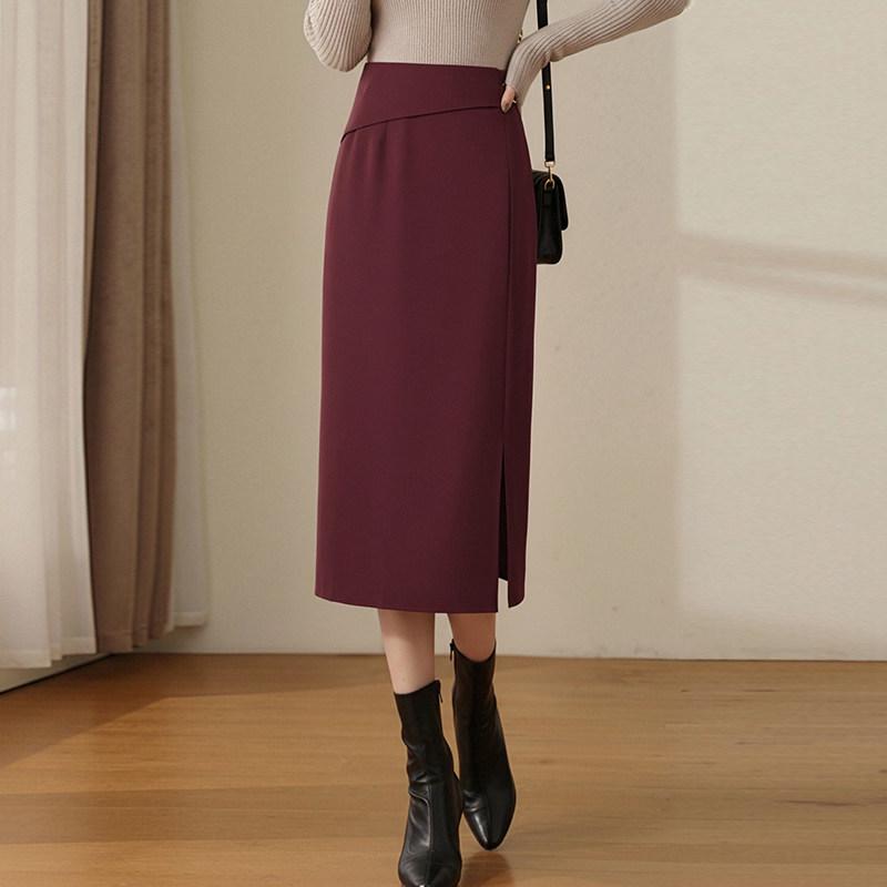 

Feimengyi Coffee High Waist Professional Pencil Skirt - Women s Spring Slim Fit Straight Design with Slit L 100-120 jin