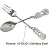 8Pcs Rose Handle Spoon Fork Set 4.72inch 18/10(304) Stainless Steel Flatware for Coffee Tea Dessert Ice Cream Appetizer Fruit