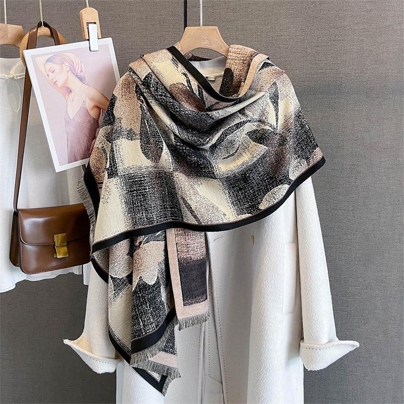 Winter Scarves Soft Warm Cashmere Shawl Thickened Long Tassel Shawl Warm Scarf Fashion Print Design Women Man Scarf Poncho