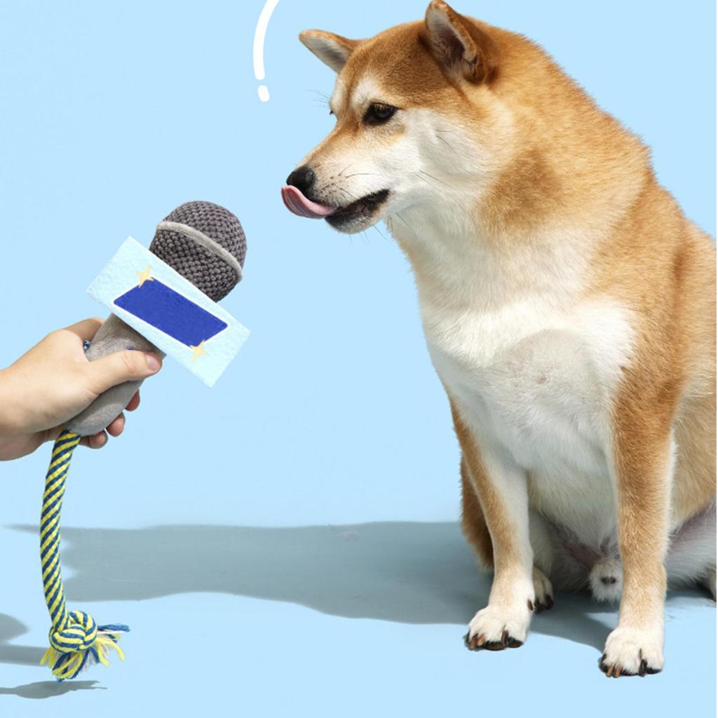 Chew Toys for Cats Microphone Cat Catnip Toys Interactive Plush Rope with Sound Bells Dog Teether for Tugging Chewing Tossing