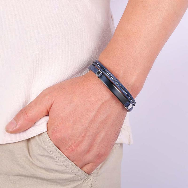 MultiLayer Combination Accessory Stainless Steel Men's Leather Bracelet Fashion Man Jewelry HipHop Rock Jewelry
