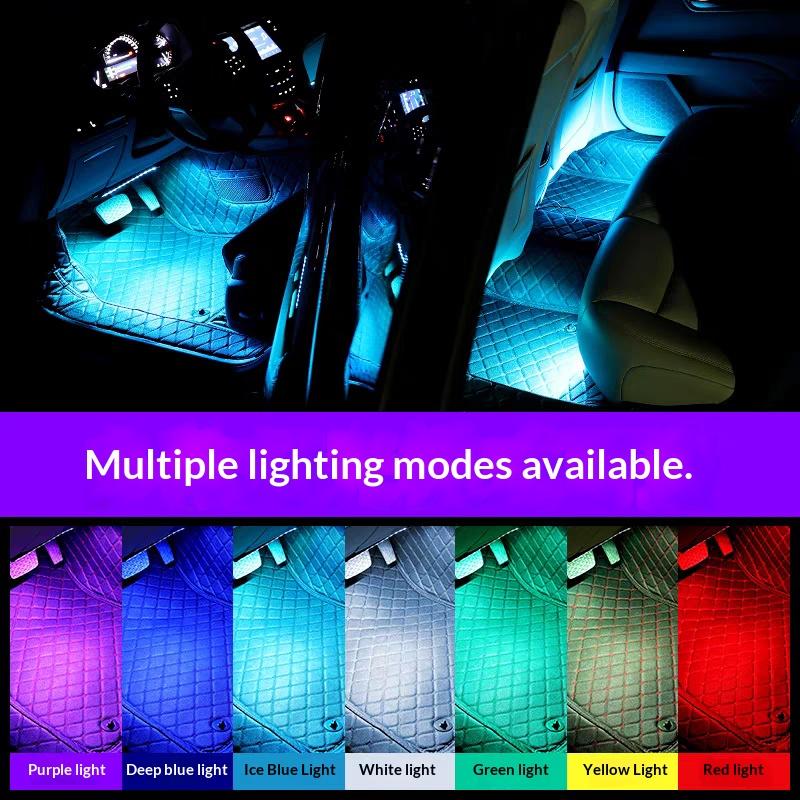 Car Interior Lights,5V LED Strip Lights with USB Adapter,Ambient Car Lighting Kit,App & Remote Control Music Sync Color Change Strip Lights For Trucks