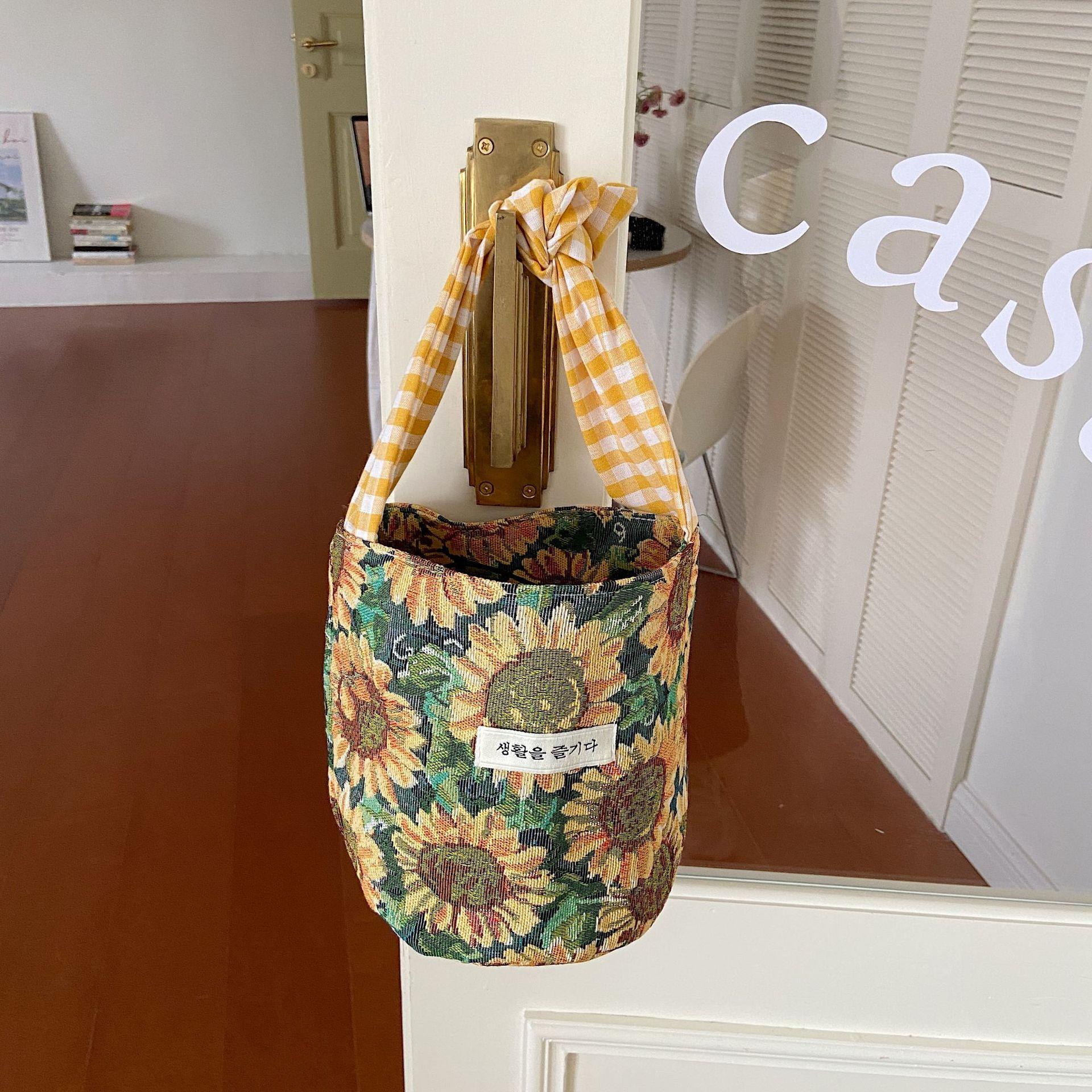 

Женщины картина маслом ручной ланч-бокс ведро холст сумка OneSize жёлтый