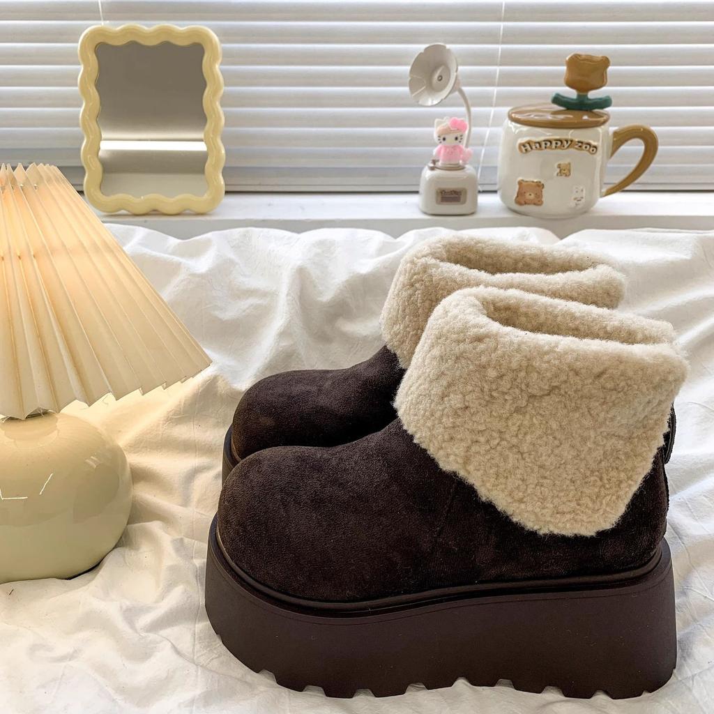 Hair-increasing snow boots Children's year-old piled thickened-soled mango-headed Birkenstock cotton shoes