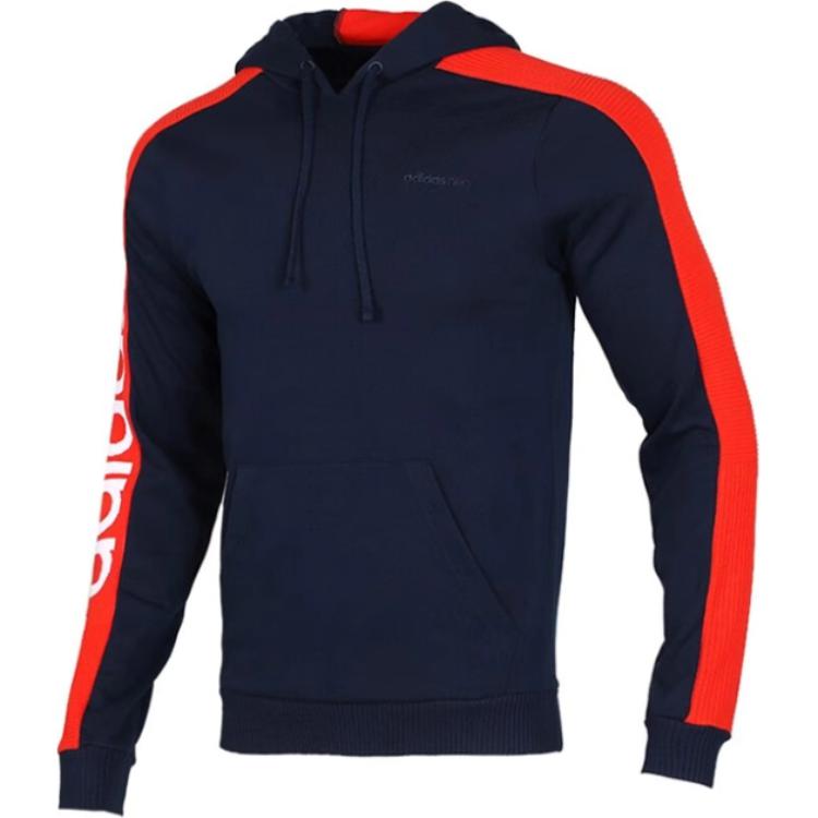 Adidas Neo Logo American Vintage Letter Print Hooded Sweatshirt Men Sweatshirt Bright-Blue EI4759 S