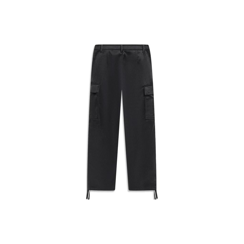 Li-Ning Skateboard Series Letter Print Straight-Leg Fleece Knit Casual Pants Men Bottoms Black AKXT697-2