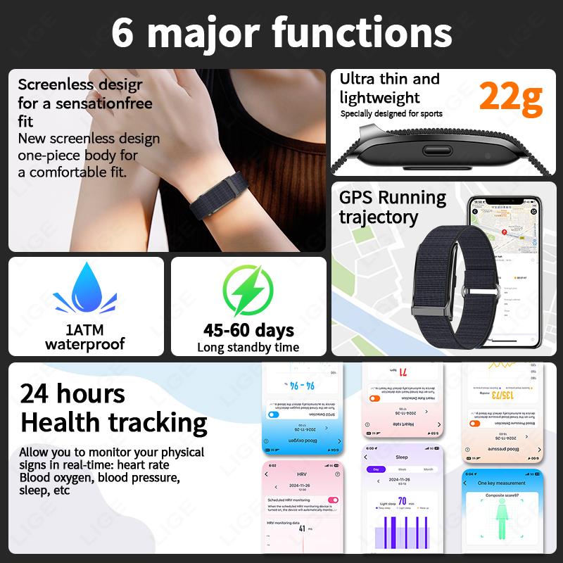 No Screen Smart Watch GPS Trajectory Ultra-long Use Blood Oxygen Blood Pressure Monitoring Sport Bracele Smartwatch
