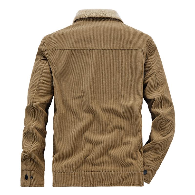 Men's Cross-Border Corduroy Lapel Jacket - Autumn/Winter Trendy Thickened Casual Coat