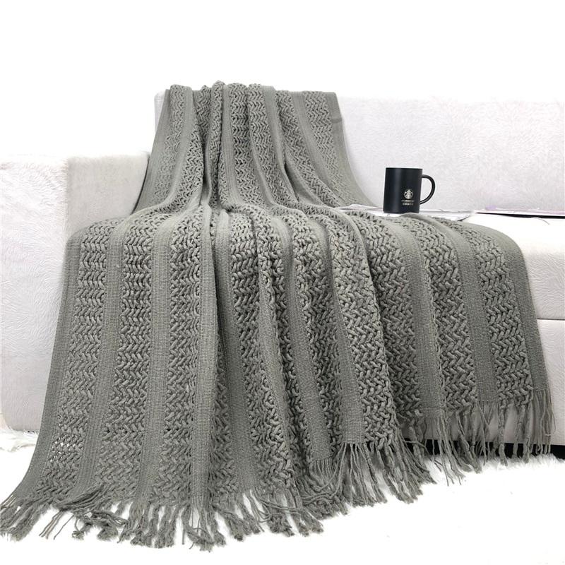 

Solid Color Knitted Blanket, Twisted Imitation Cashmere Sofa Blanket, Nap Blanket, Air-conditioning Blanket 127*152CM темно-сірий