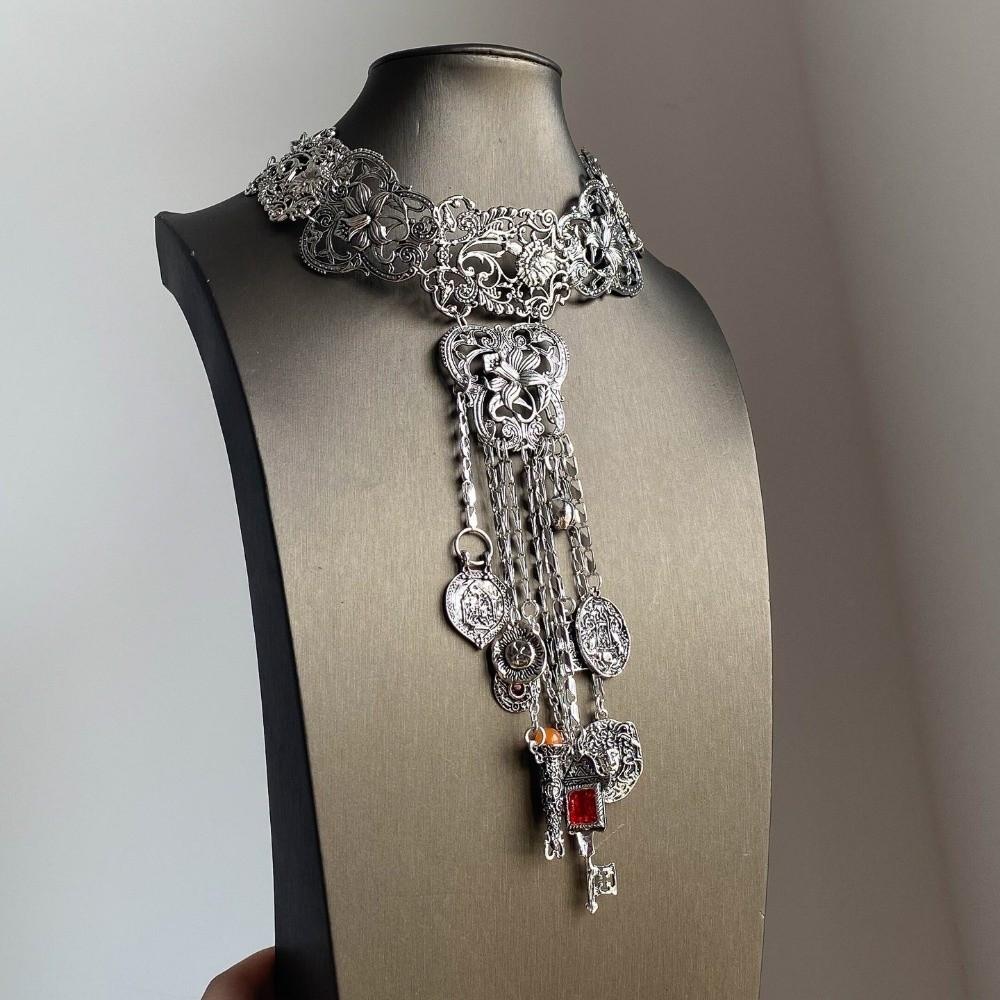 Long Bohemian Necklace Ethnic Style Collarbone Chain Retro Metal Necklace  For Women Party Gift