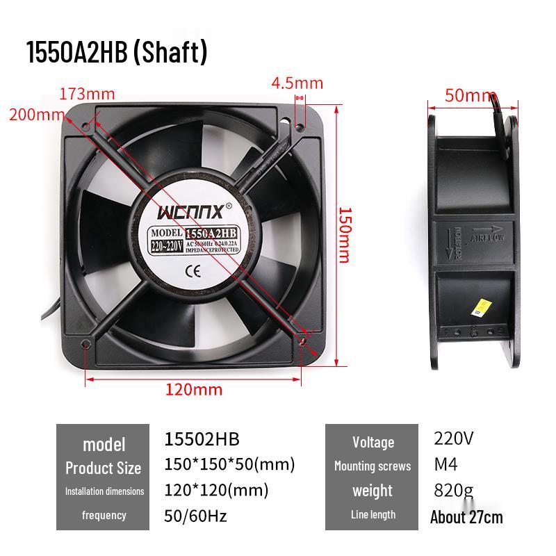 220V AC Small Axial Exhaust Fan with Distribution Box for Industrial Cabinet Cooling (12038 8025)