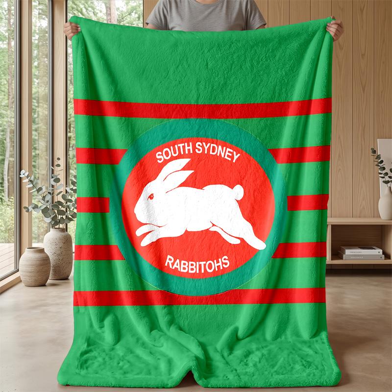 South Sydney RabbitPrinted Flannel Blanket Cozy Skin-Friendly Warm Throw for Couch Bed Indoor Daily Use