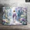 Canvas Painting - Religious Christ Figure in White Robe, Vintage Wall Suitable for Home Church Office Chapel Decor,
