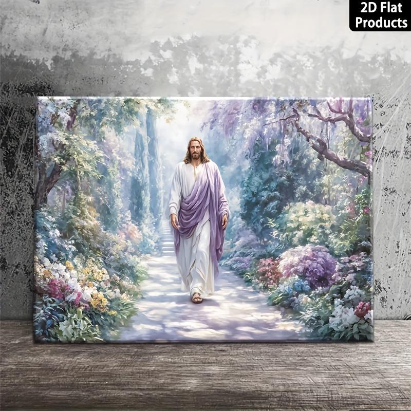 Canvas Painting - Religious Christ Figure in White Robe, Vintage Wall Suitable for Home Church Office Chapel Decor,