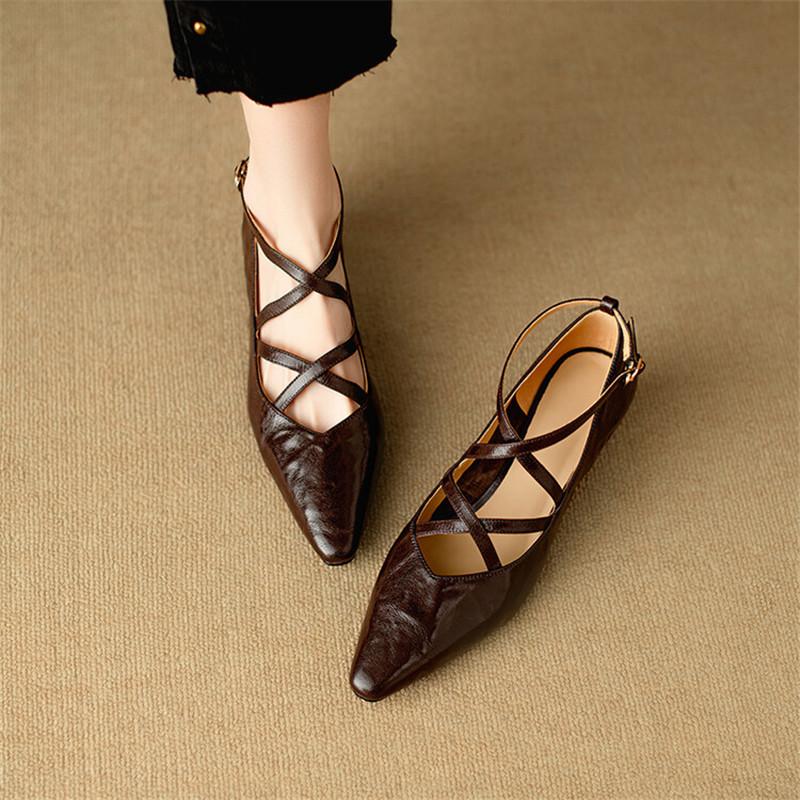 Fashion New Spring Summer Sheep Leather Women Shoes Square Toe Shallow Women Pumps Mary Jane Shoes for Women Straps Gladiator Shoes