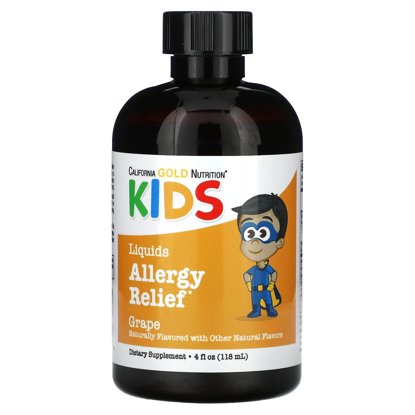 

Liquid Allergy Relief, Elderberry Extract, Vitamin C, Amla Powder, Bromelain, Children s, Alcohol Free, Grape Flavor, 118 Ml (4 Fl Oz)
