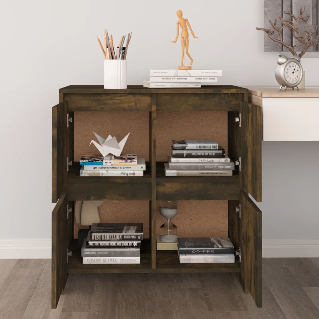 Sideboard Smoked Oak 70 x 41 x 75 cm Wood Based Material