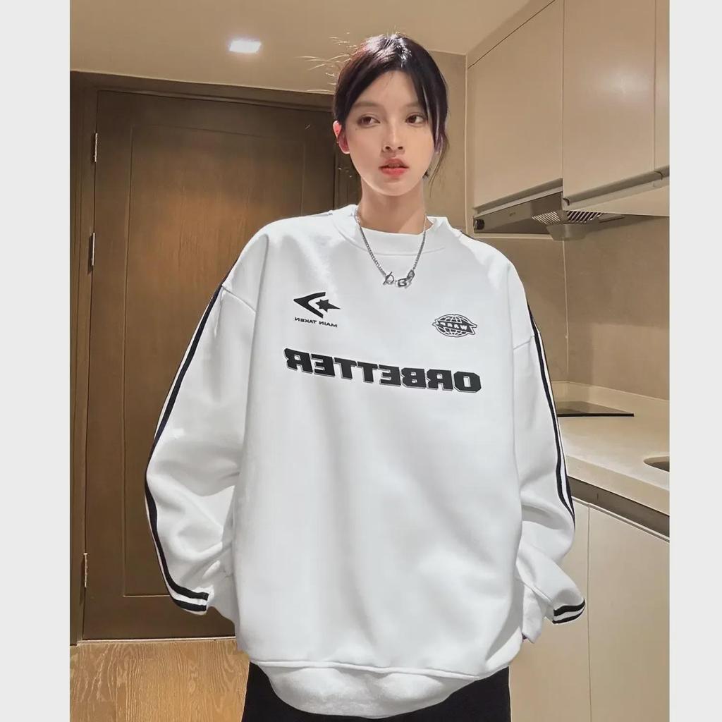 2024 Damen Amerikanischer Stil Lockerer Schnitt Rundhals Paar-Pullover - Frühling/Herbst