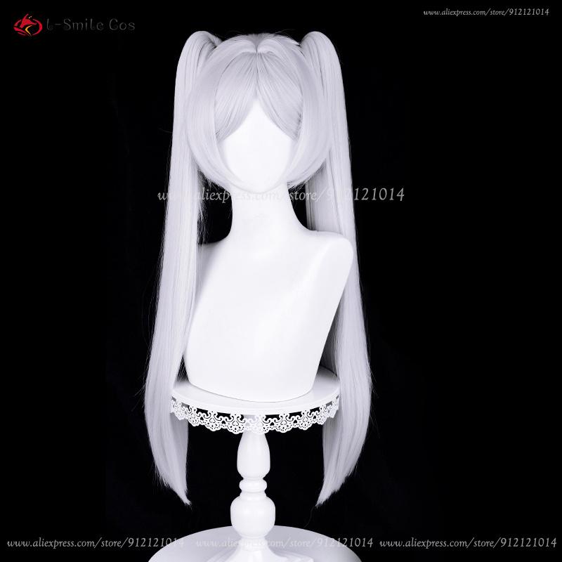 Parrucca Cosplay Frierenn 95cm Argento Bianco Resistente al Calore Capelli Sintetici Per Costumi da Donna Parrucca Cosplay Anime Halloween