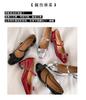 Red Mary Jane shoes women's light mouth thick heel high heels fairy style 2025 spring bow fashion versatile single shoes