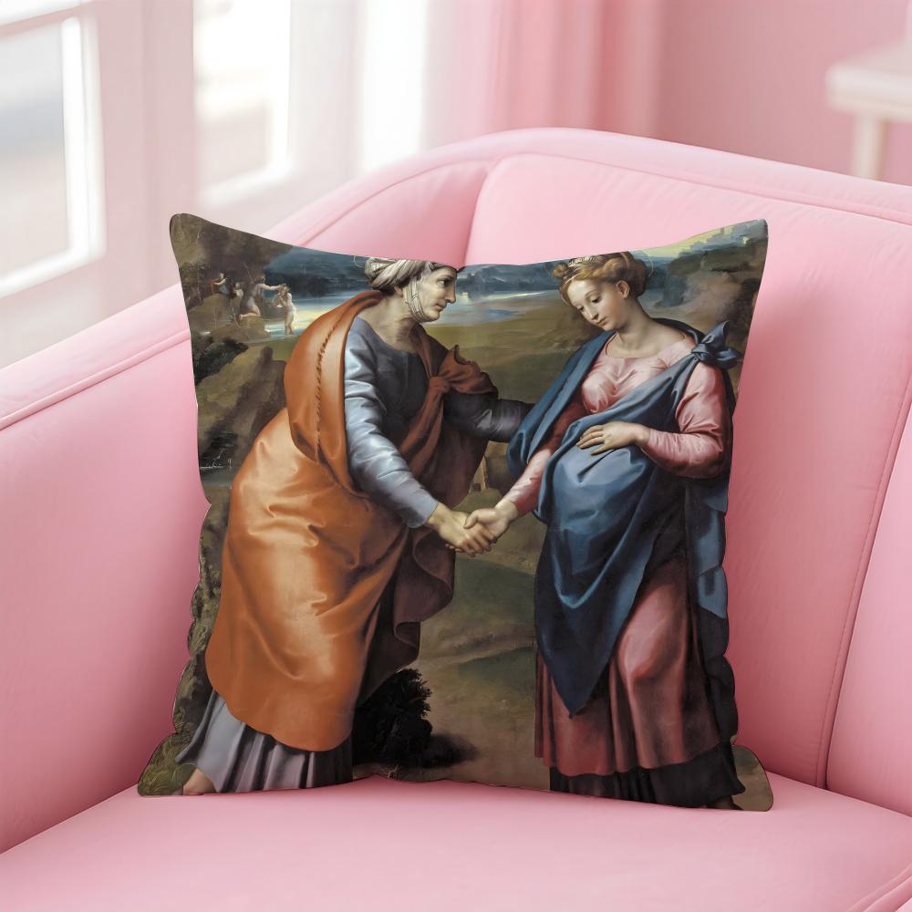 Classical RRaffaello Santi Cushion Cover Pillow Case Ultra Soft Skin Friendly Fabric Cloud Like Comfort  Concealed Zipper