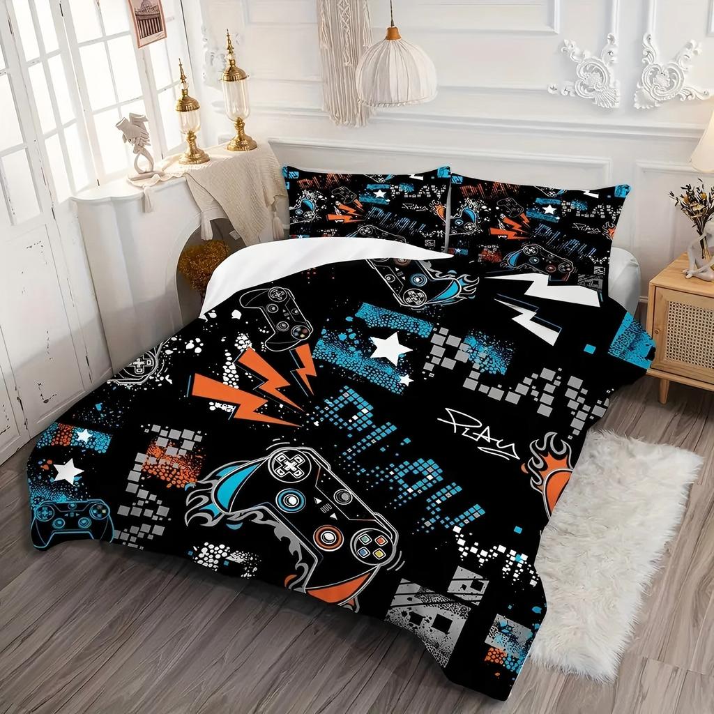 Black Game Console Pattern 3D Printed Quilt Cover Set Cool Modern Style Bedding Set Polyester Comfortable Bedspread Duvet Cover