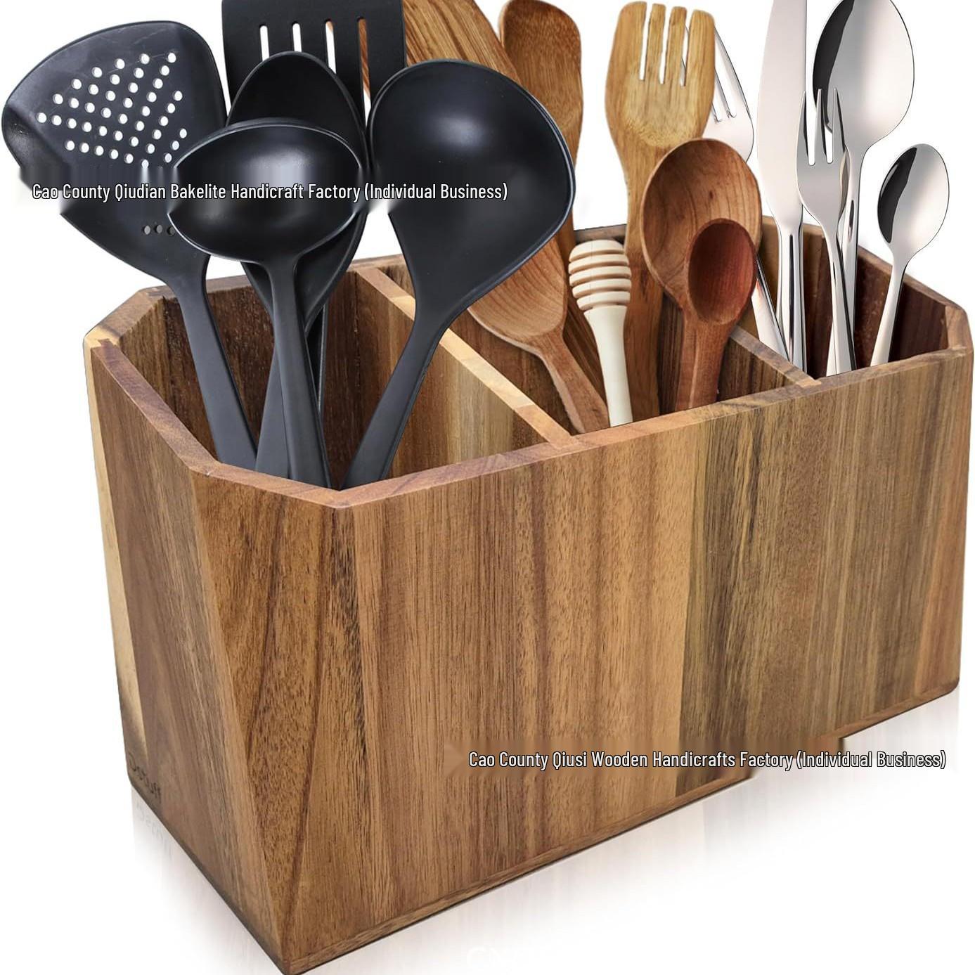 Wooden Kitchenware & Cutlery Organizer Box Customizable
