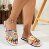2025 Summer Open Toe Women's Round Toe Slipper Outdoor Daily Sandals Women with Mixed Colors Bling Plus Size Low Heel Slippers