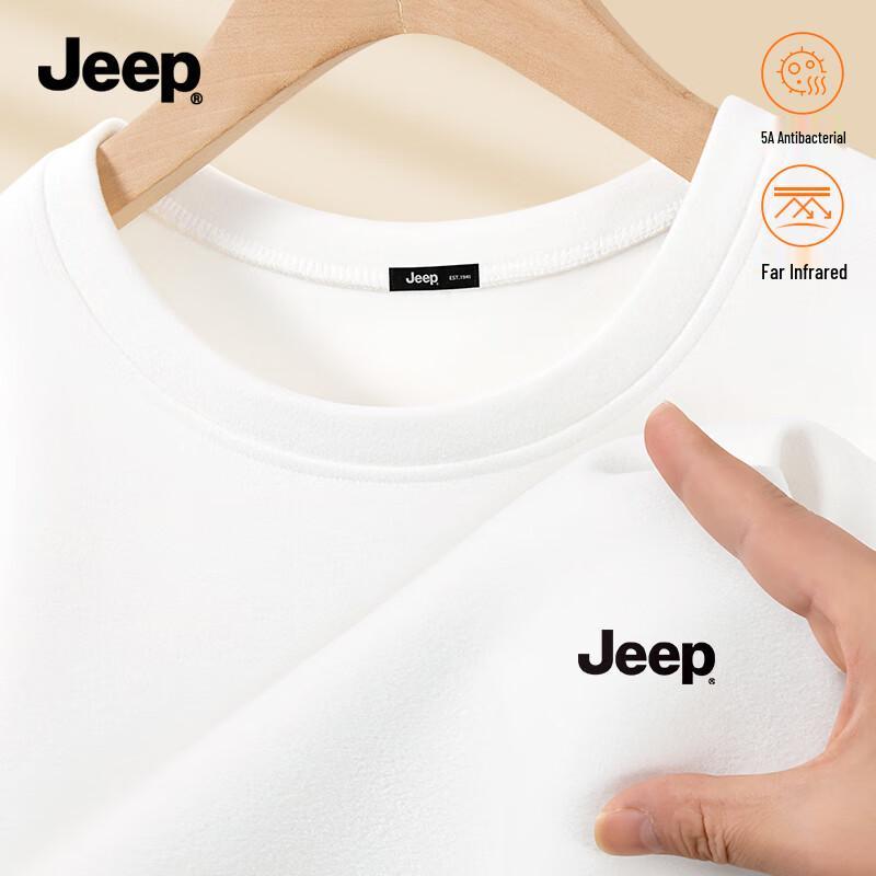 JEEP Men's Fleece Lined 5A Antibacterial Stretch Crew Neck T-Shirt