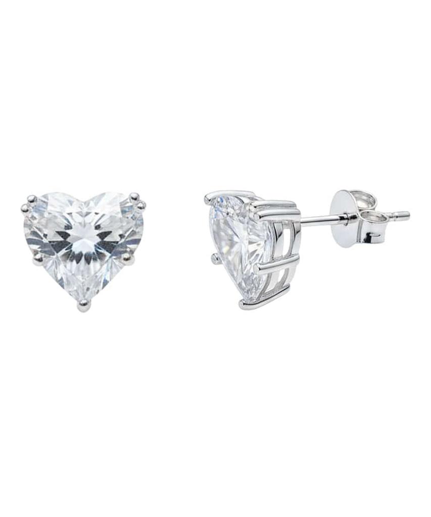 Alleun Silver 925 Cubic Cubic Chubby Heart Bold Stud Silver Earrings