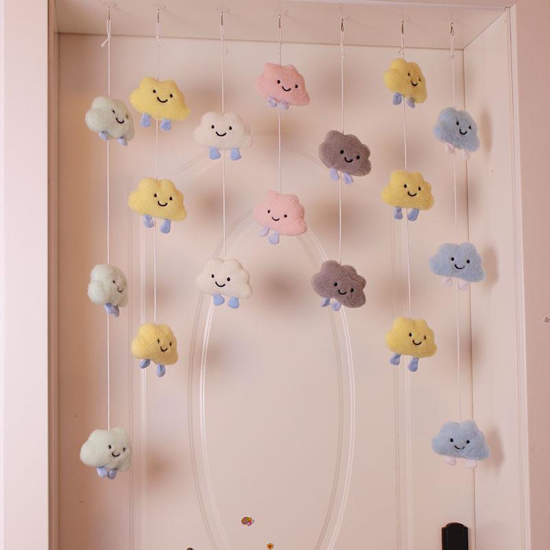 Plush Cloud Brooch: Children’s Ornament with Pompom & Wind Chime for Classroom or Nursery Decor