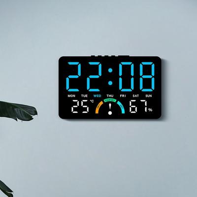 Large LED Digital Alarm Clock With Temperature Humidities Monitor Comfort Display Wall Desk Double Use Quiet Operations