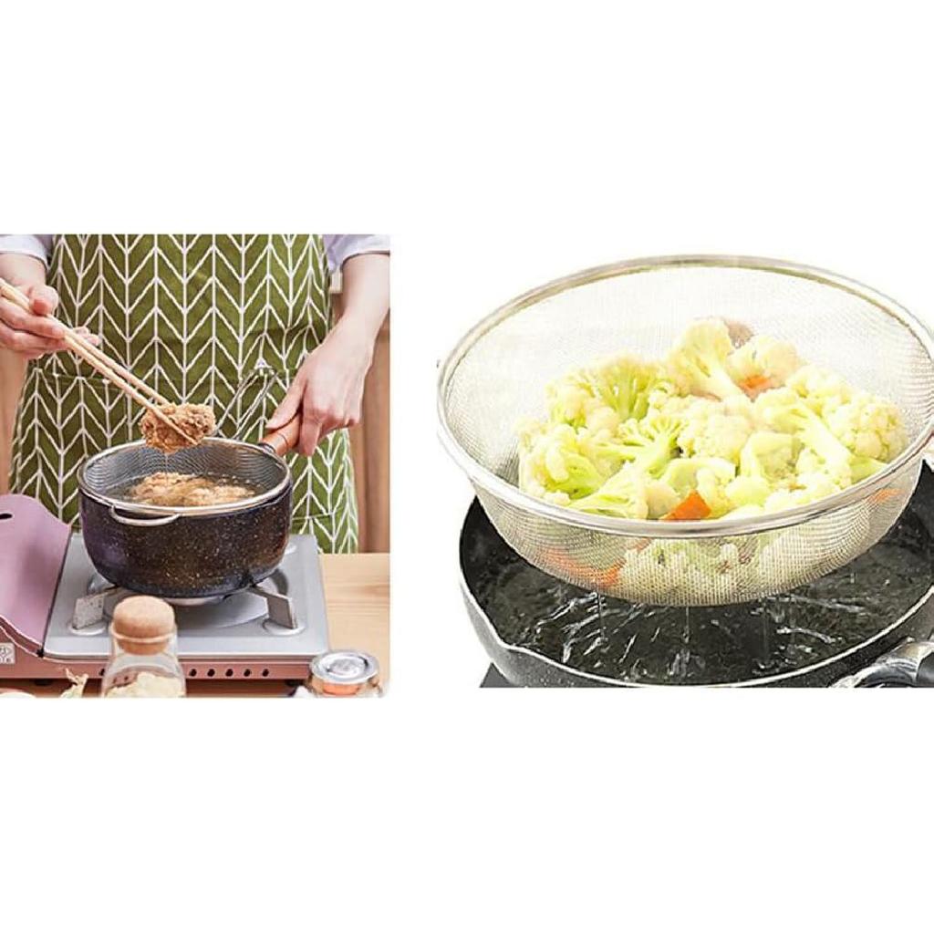 Edelstahl-Abtropfsiebkorb mit Griff Feinmaschiges Sieb zum Waschen von Obst, Gemüse und Pasta Hochbelastbares Abtropfwerkzeug für den Küchengebrauch