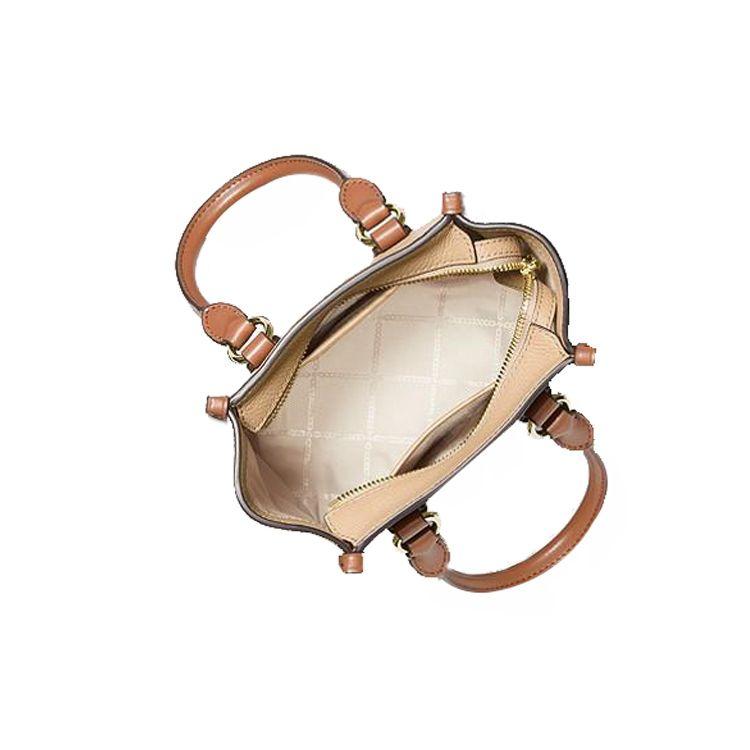 Michael Kors MK Kris Logo a Lettera Vintage Blocco di Colore Elegante Borsa a Mano in Pelle da Pendolare Borsa a Spalla a Tracolla Piccole Borse da Donna 30F1G2KS1T-CAMEL-COMBO