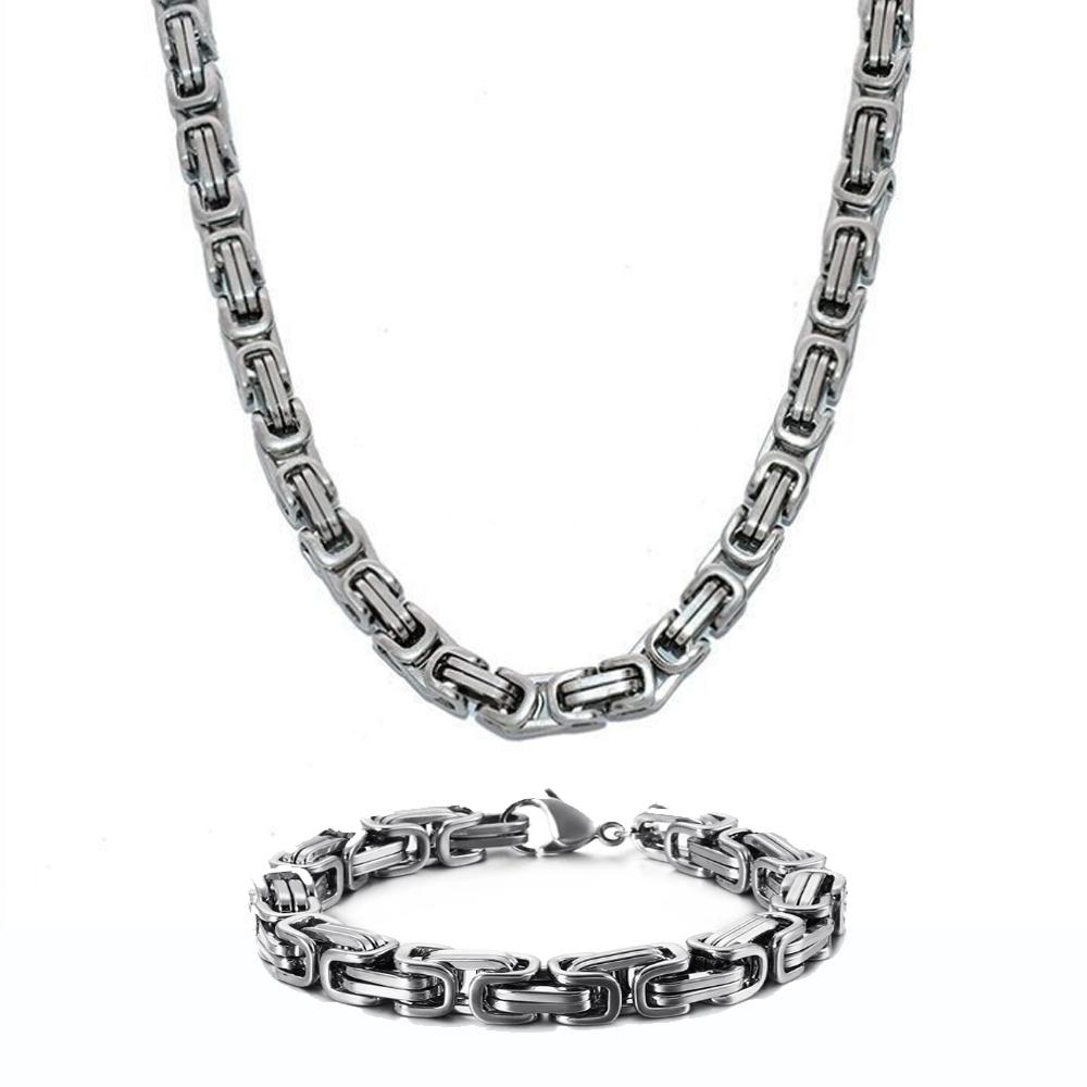 Винтажный Черный Окисленный Кубинский Браслет Цепь Для Мужчин Панк Рок Байкерские Украшения Нержавеющая Сталь Мотоциклетный Подарок 23cm&60cm