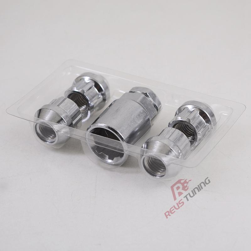 M12X1.5 M12X1.25 Steel 4pcs 22mm Car Wheel Rim Lock Nuts Locking Lug Nuts With Key