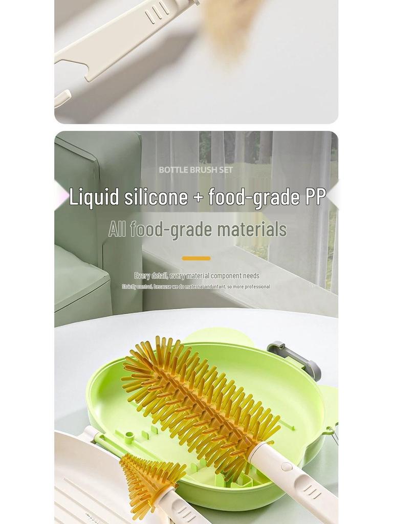 Tragbares Silikon-Babyflaschen- und Sauger-Reinigungsbürsten-Set