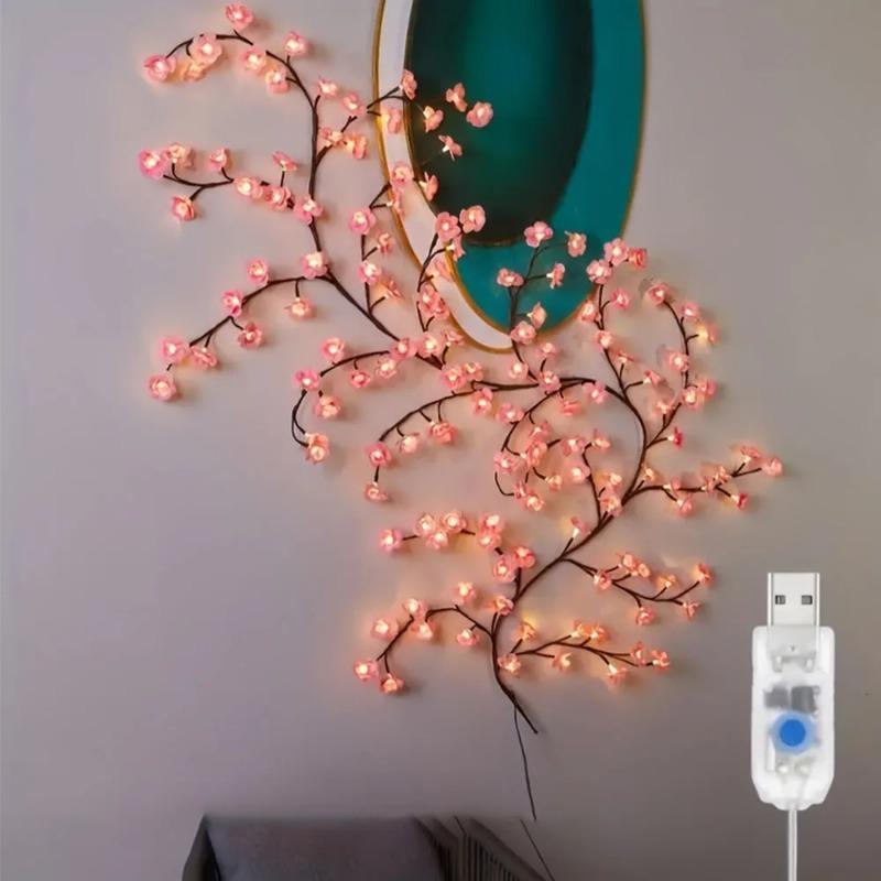 USB Rechargeable Maple Leaf Branch Light, 8 Modes Bendable Fall Maple Vine LED Wall Decor Lamp for Autumn Thanksgiving Home Mantel Decor