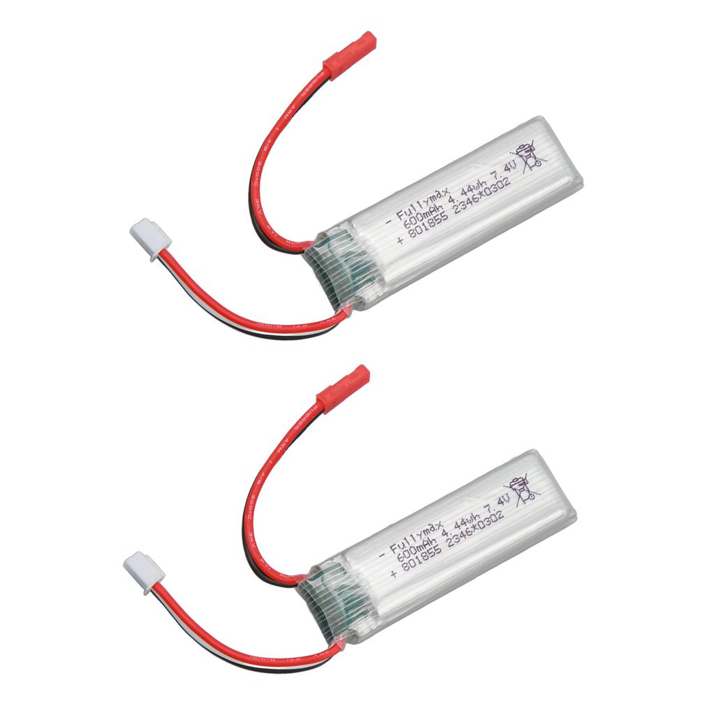 2PCS RC Airplane Lithium Battery 7.4v 600mah RC Airplane Replacement Batteries for WLtoys XK A280