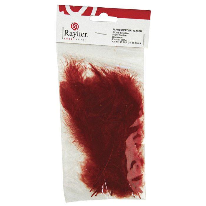 Plume duvetée Rouge brun 10-15 cm 15 pièces