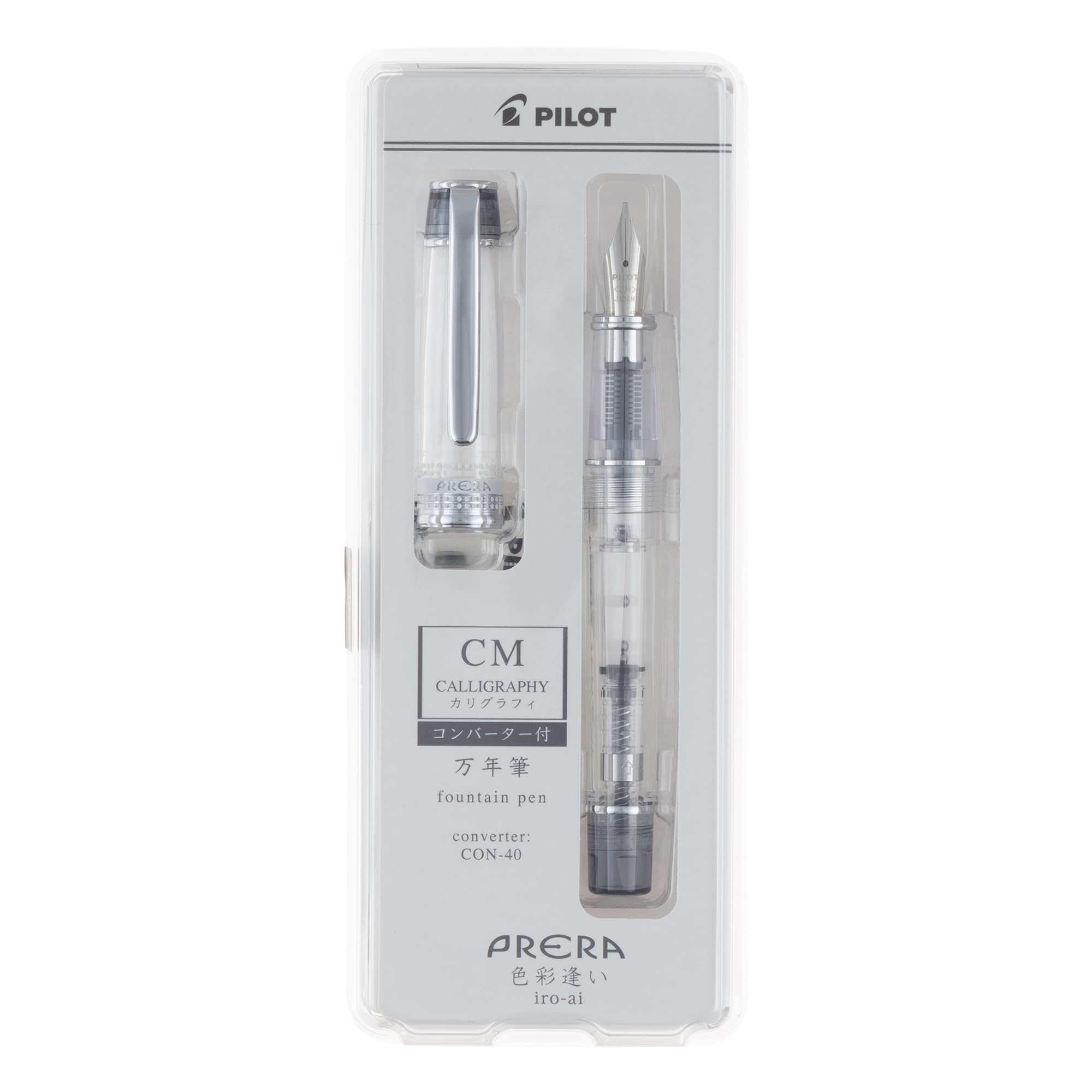 PILOT Prera CM Calligraphy Fountain Transparent PFPR1TBCM Pen, Black,