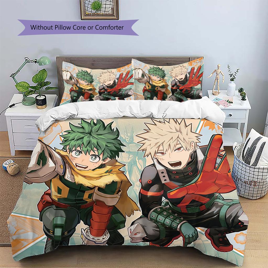 My Hero Academia Deku & Bakugo Bettbezug & Kissenbezüge, MHA Fan Schlafzimmer Bettwäsche, Perfektes Geschenk.chl
