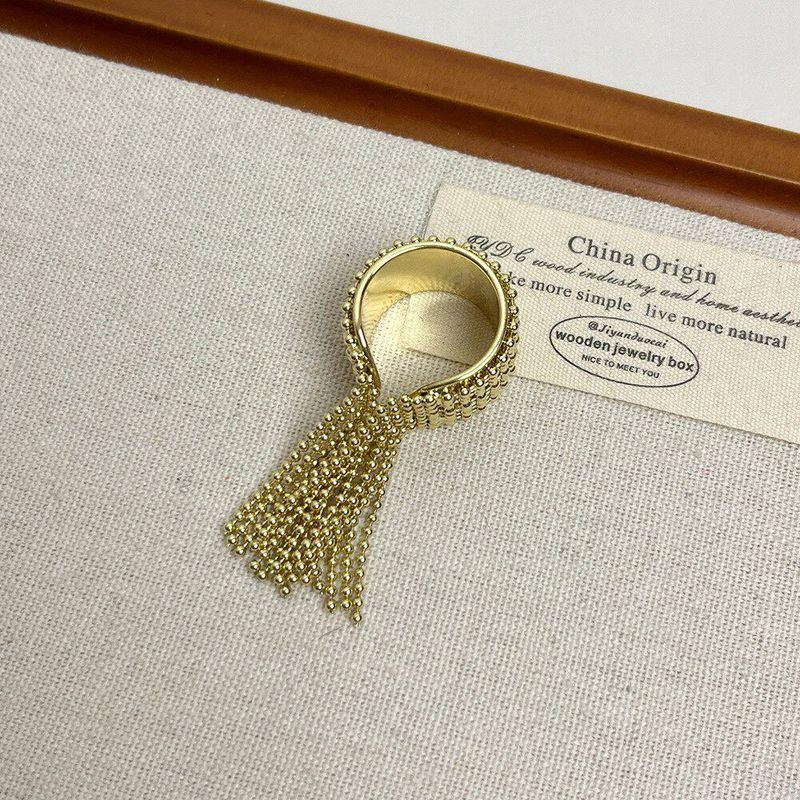 Fashion Heavy Industry Fireworks Tassel Shape Open Ring Niche Style Classy Easiest for Match Index Finger Ring Exaggerated and Personalized Ring Tide